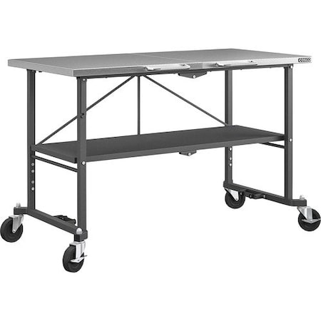 Cosco Home And Office Products Workbench, Folding, Mobile, Steel, 52inx34.8inx25.5in, GY CSC66771DKG1E